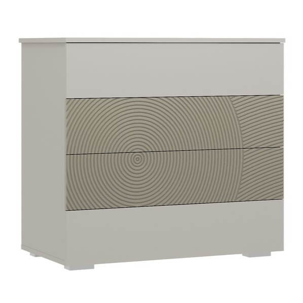 Комод АТЛАНТИС КМ-001 с четырьмя закрытыми ящиками и фрезерованными центральными фасадами.