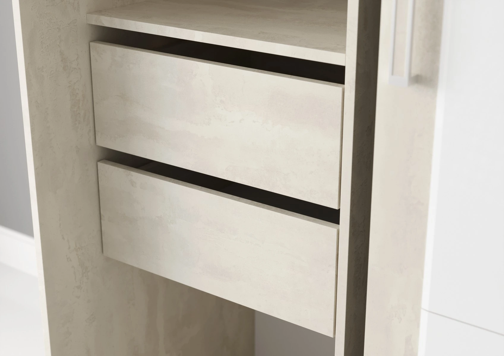 Шкаф-купе КОМФОРТ WHITE EDITION 2 2,0 м - выдвижные ящики, цвет и конструкция модели